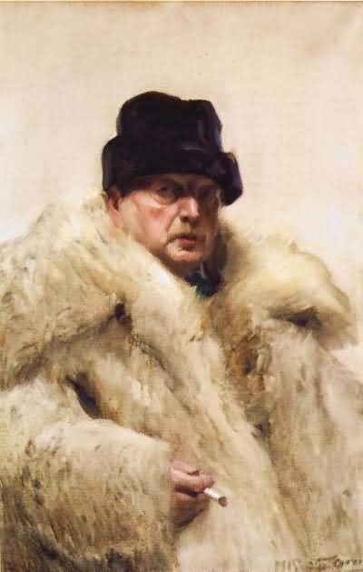 Anders Zorn Self portrait in a wolfskin