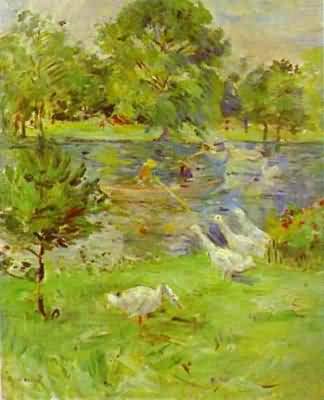 Berthe Morisot Girl in a boat with Geese