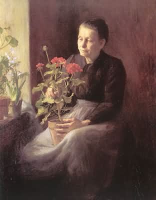 Caroline Lord Woman with Geraniums