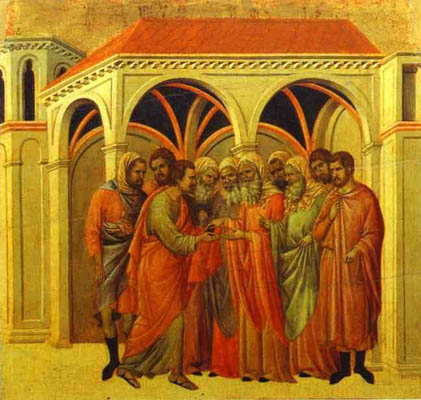 Duccio di Buoninsegna maesta_back_ central panel_ The Betrayal by Judas