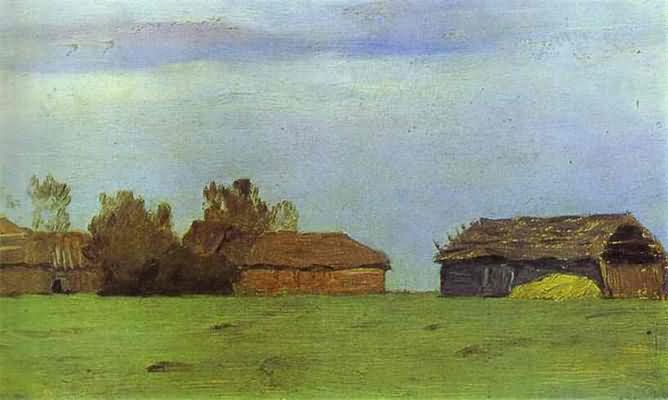 Isaac Levitan Landscape with Buildings