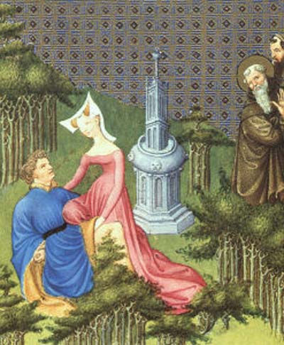Limbourg Brothers Paul the Hermit Sees a Christian Tempted