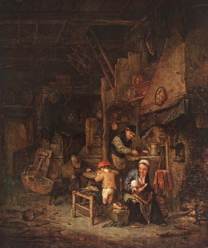OSTADE Adriaen Jansz van Interior with a Peasant Family
