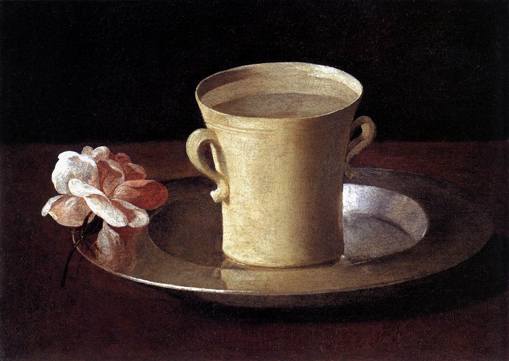 ZURBARAN Francisco de Cup of Water and a Rose on a Silver Plate