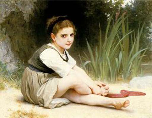 Adolphe-William Bouguereau By the Edge of a Stream