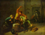 Adriaen Brouwer Peasants Browling over Cards