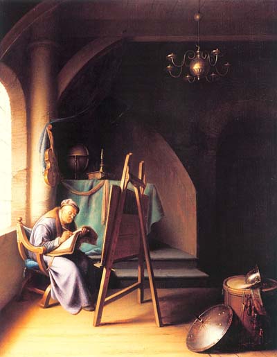 Gerrit Dou Man Writing by an Easel