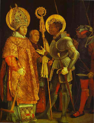 Matthias Grunewald The Meeting of St Erasmus and St Maurice