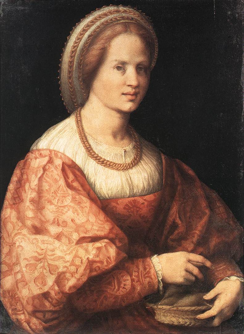 PONTORMO Jacopo Lady with a Basket of Spindles