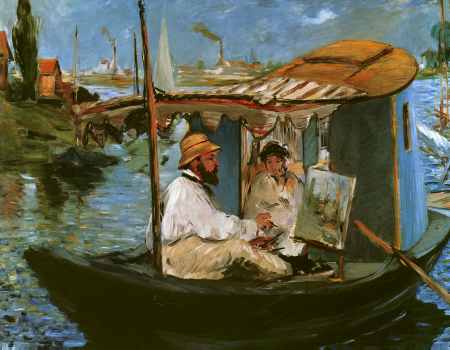 Claude Monet in his Floating Studio