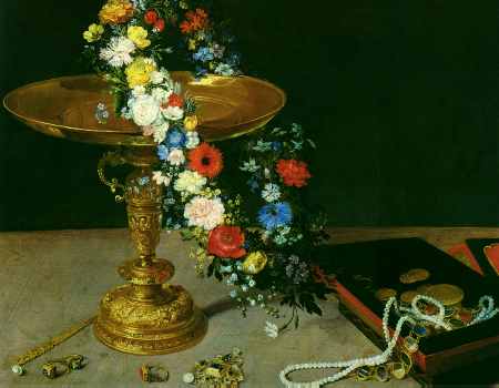 Gold Cup with Flower Wreath and Jewel Box (detail)