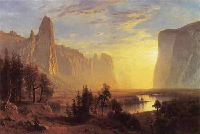 Yosemite Valley, Yellowstone Park aka Looking Down the Yosemite Valley , 1868