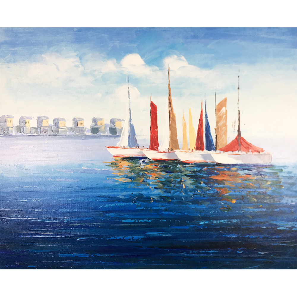 Modern Abstract Canvas Oil Paintings Hand Painted Wall Art Beautiful Boat Chinese Handmade Art