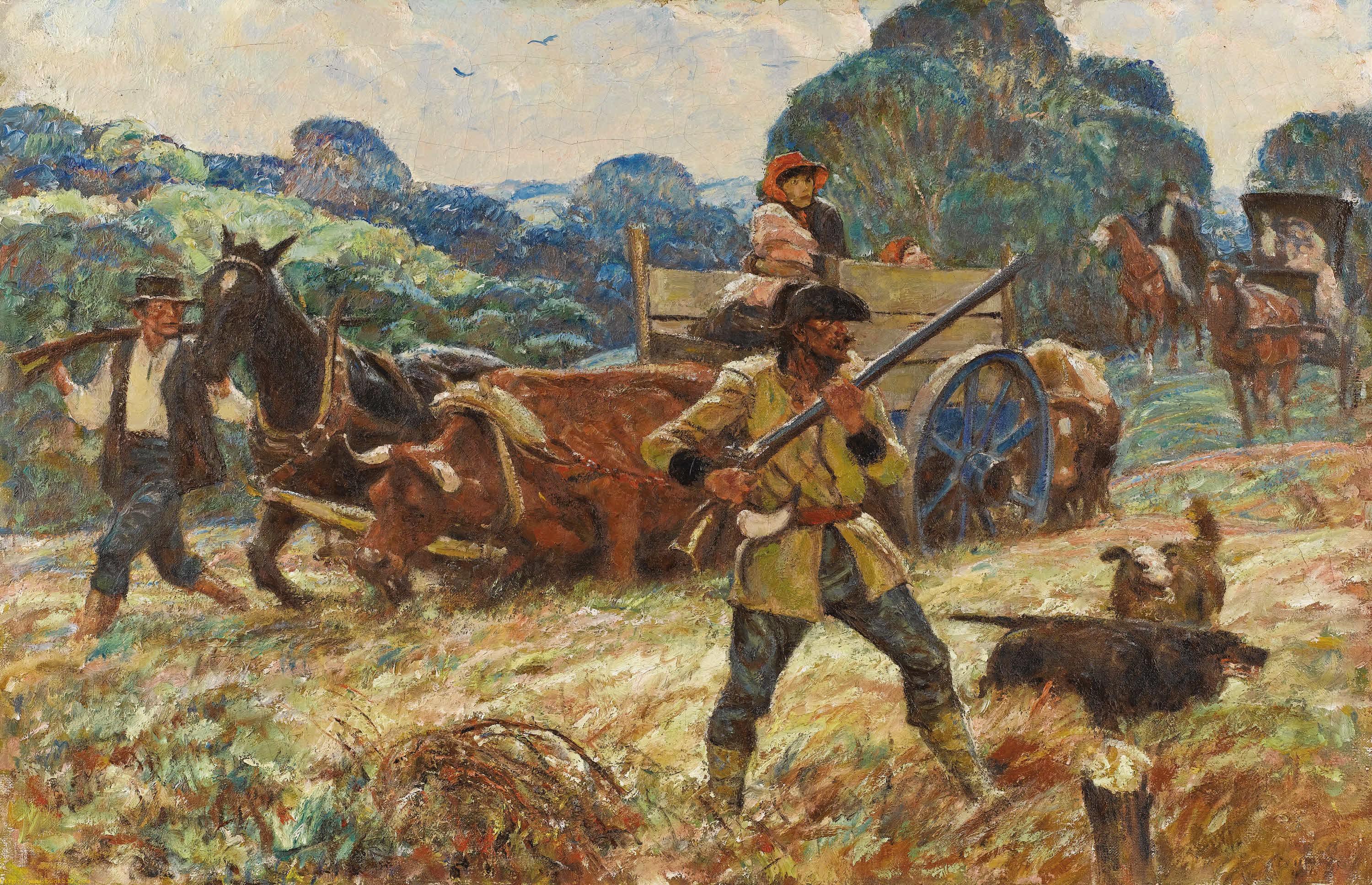 Hunting oil painting