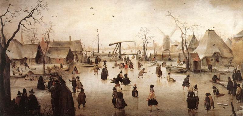 Skaters by a Village