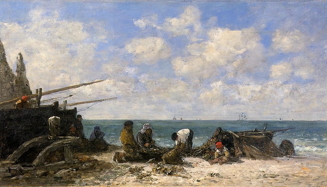 Etretat - Fishermen on the Beach