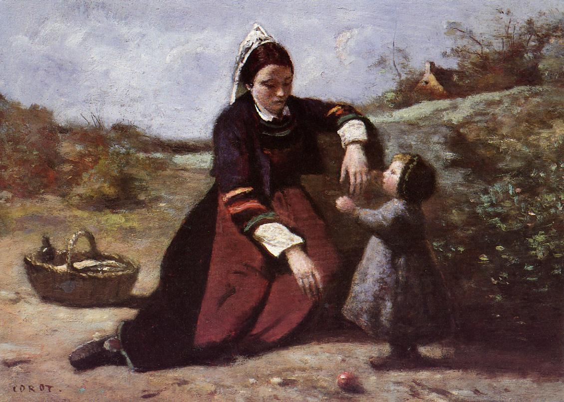 Breton Woman With Her Little Girl
