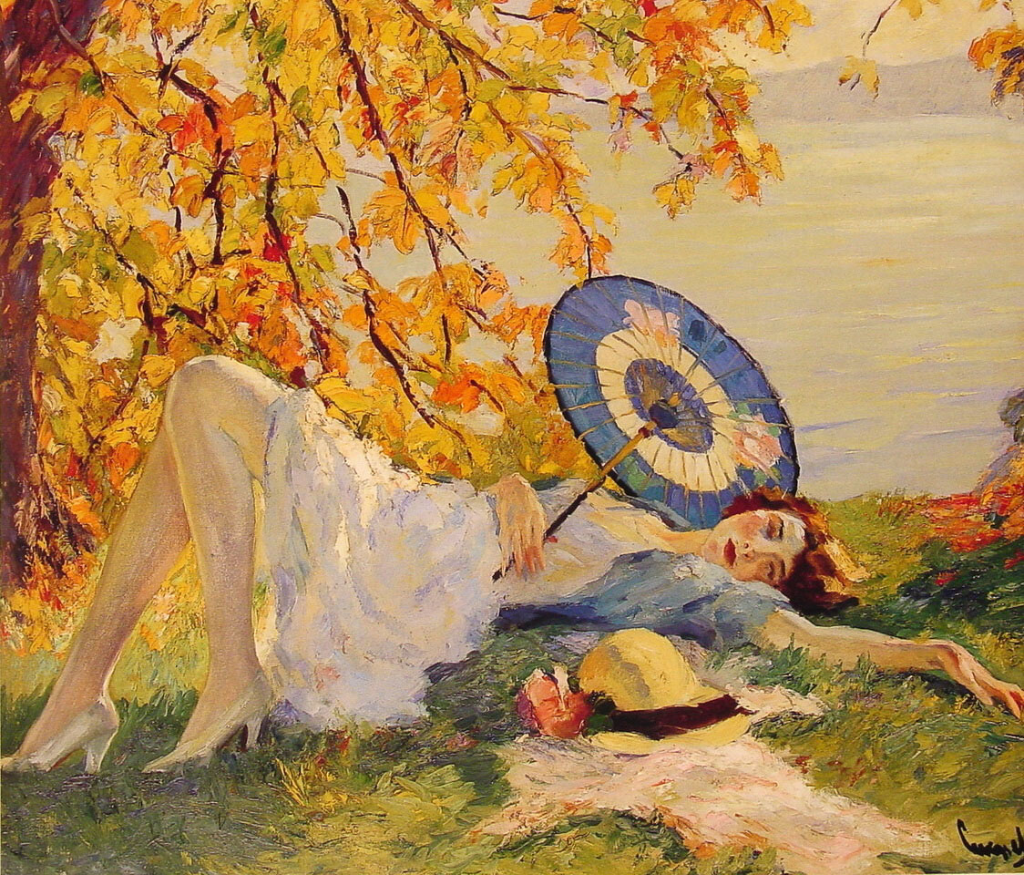 Woman Reclining by a Lake