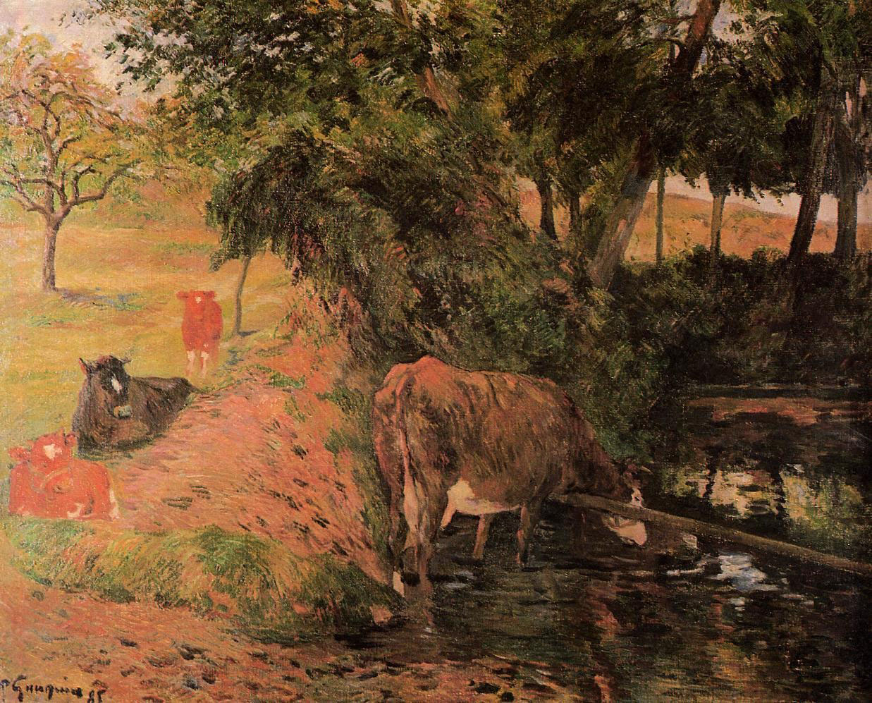 Landscape with Cows in an Orchard