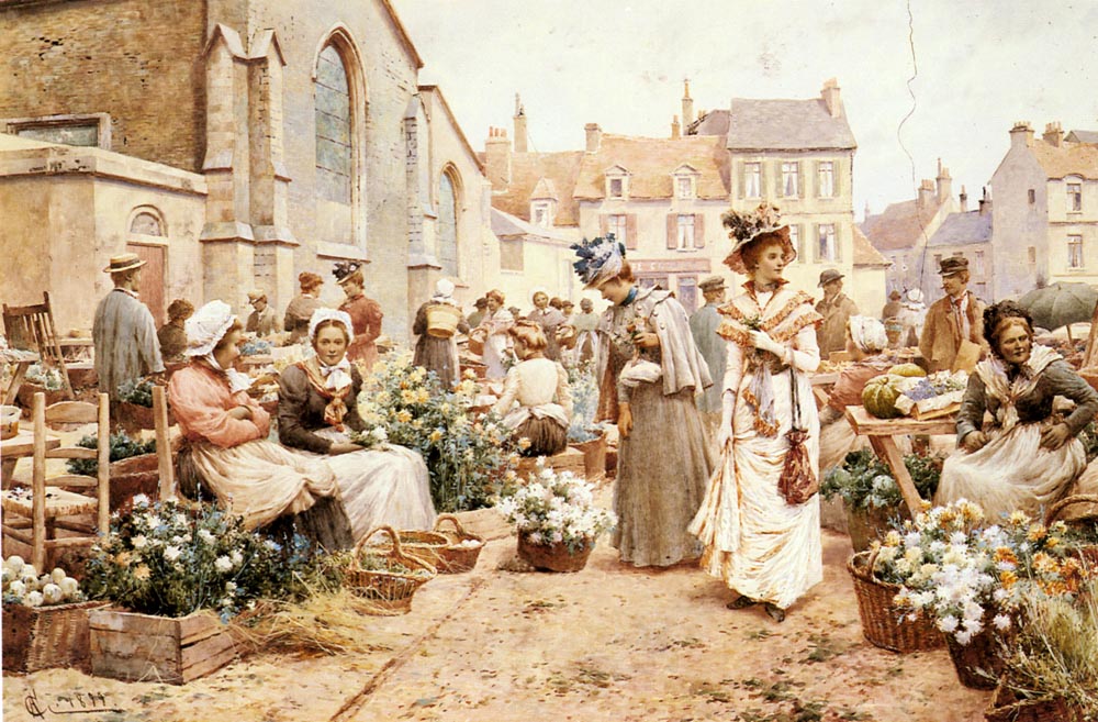 Flower Market in a French Town