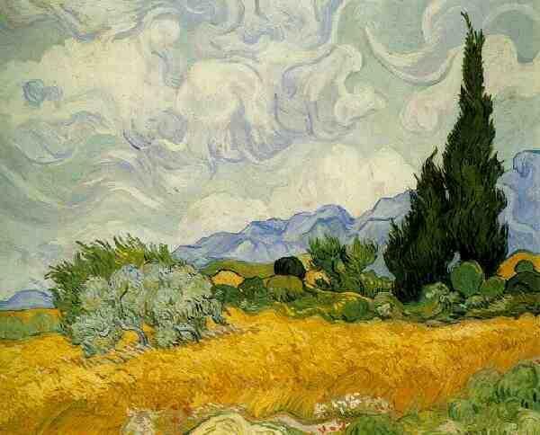 Wheat Field with Cypresses 1