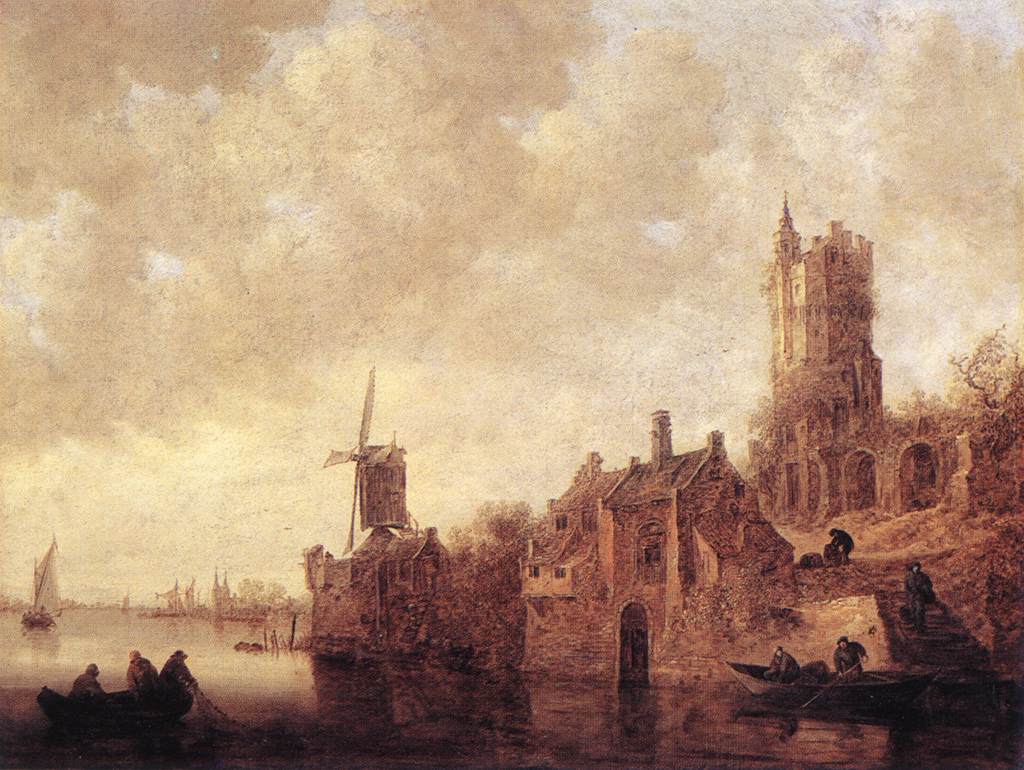 River Landscape with a Windmill and a Ruined Castle