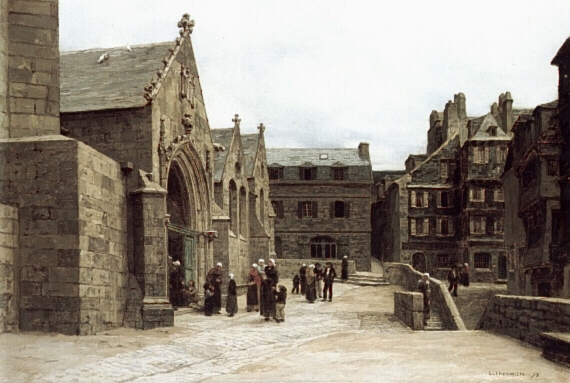 Leaving the Saint-Melaine Church in Morlaix