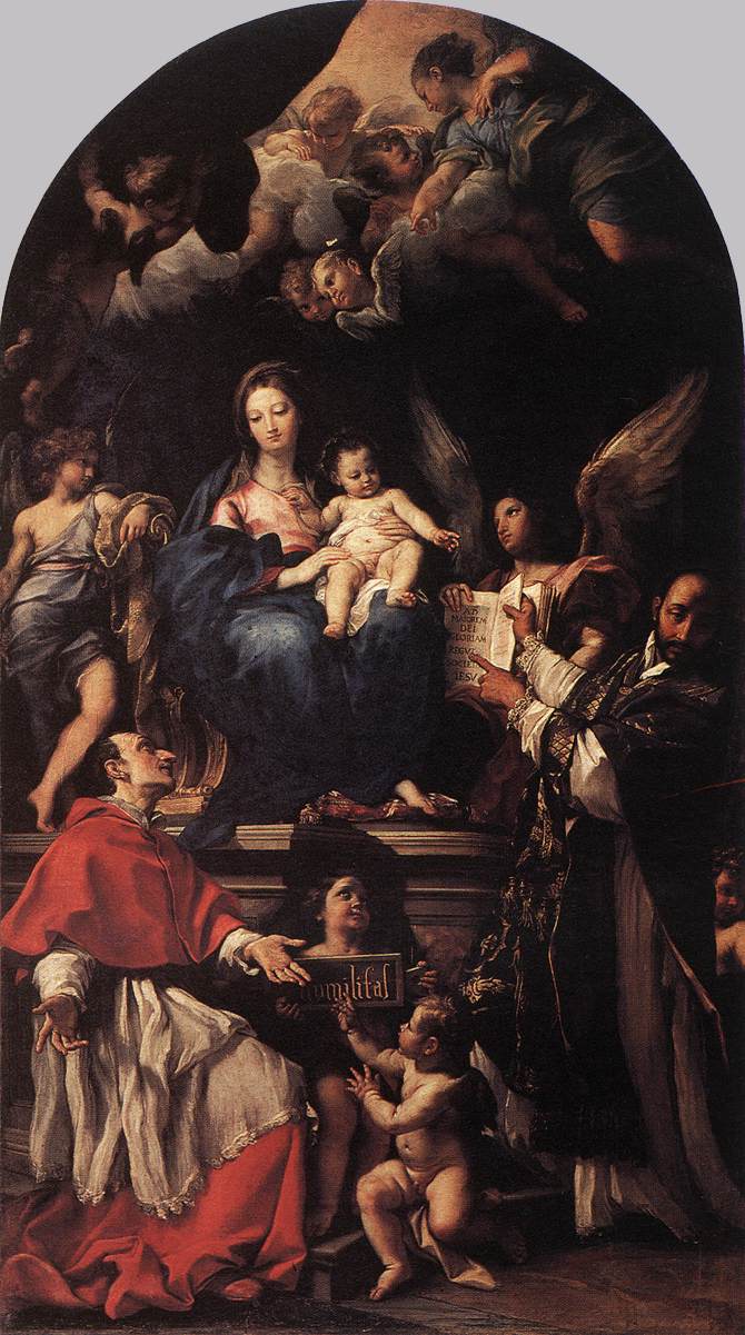 Madonna and Child Enthroned with Angels and Saints