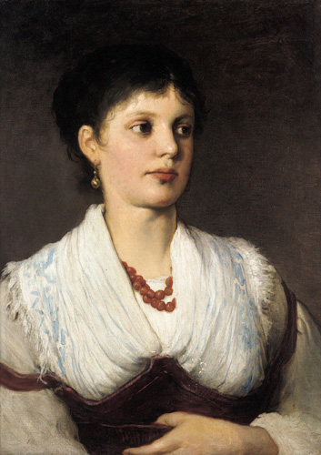 A portrait of a woman in native costume