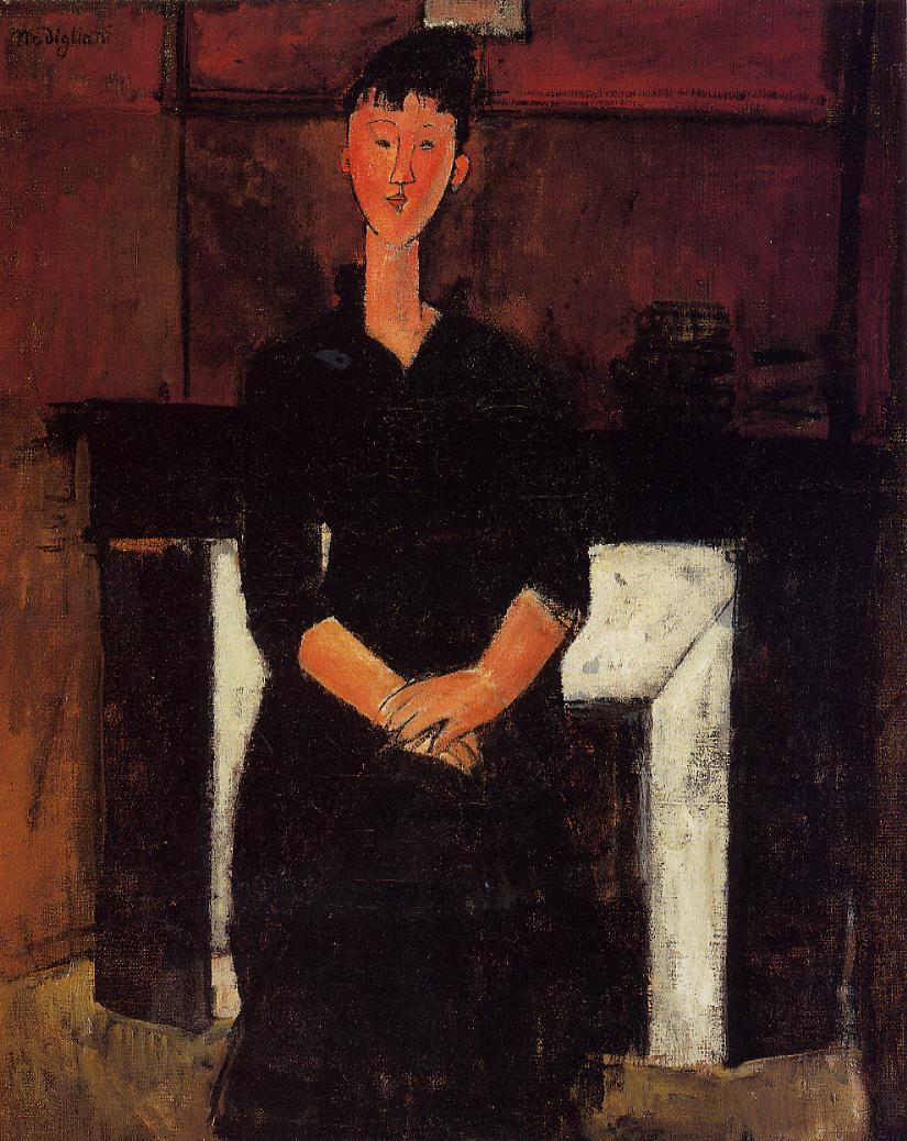 Woman Seated in Front of a Fireplace