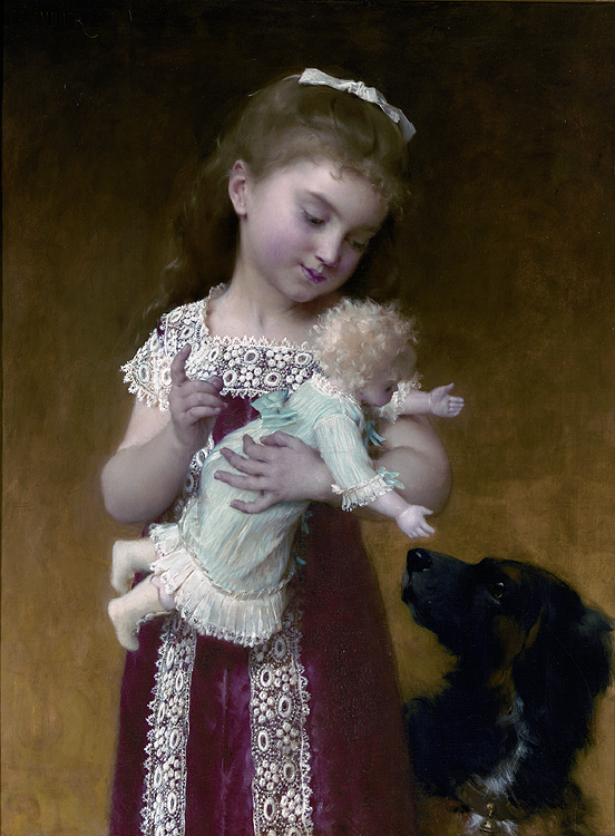 Young Girl and Her Dolls