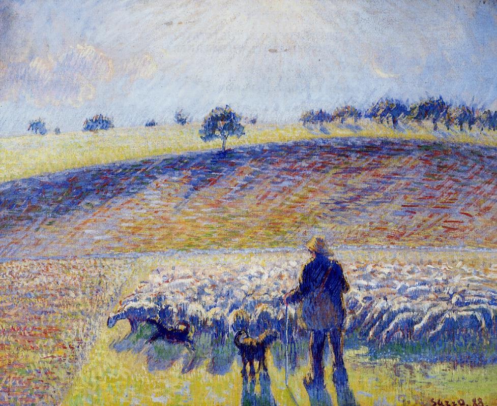 Shepherd and Sheep,oil paintings on canvas