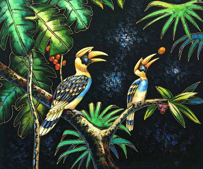 Hornbills Picking Berries