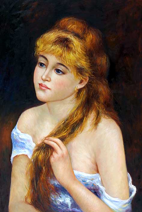 Young Woman Braiding Her Hair