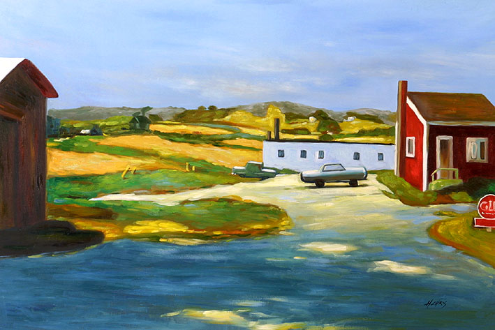 Long Island Landscape with Red Building