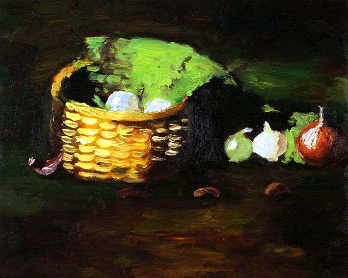 Basket with Onions