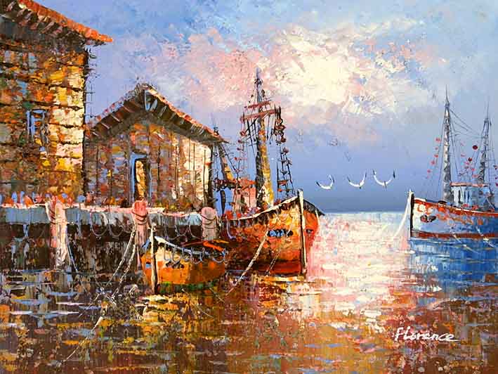 Old Spanish Harbor,oil paintings from photos