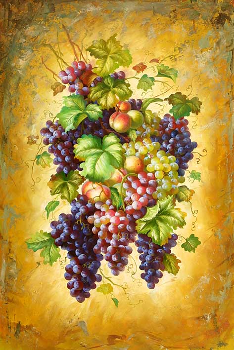 Clusters of Grapes & Peaches