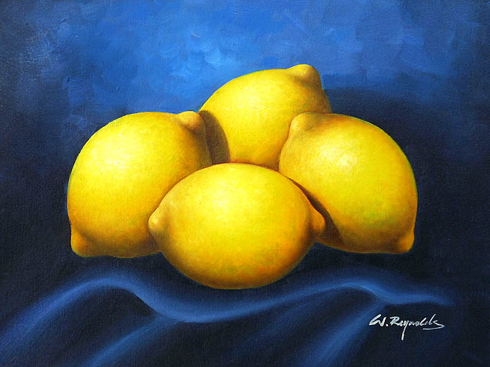 Lemons On A Blue Cloth
