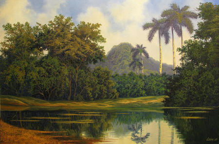 Lago con palmas