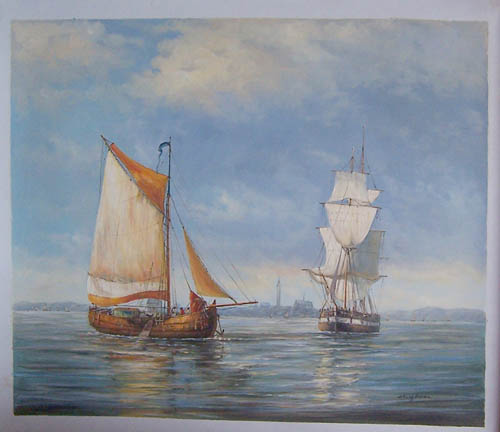 sail ship, Habour scenery, jalor