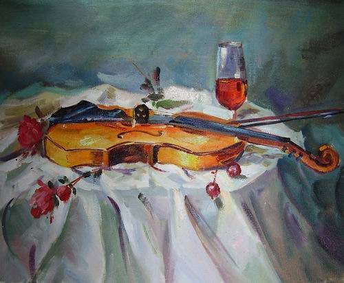 violin still life