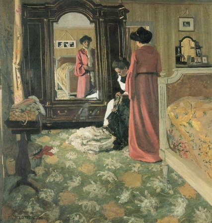 Bedroom with two woman shapes