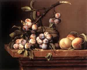 Plums and Peaches on a Table