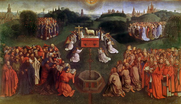 The Adoration of the Mystic Lamb lower half of central panel
