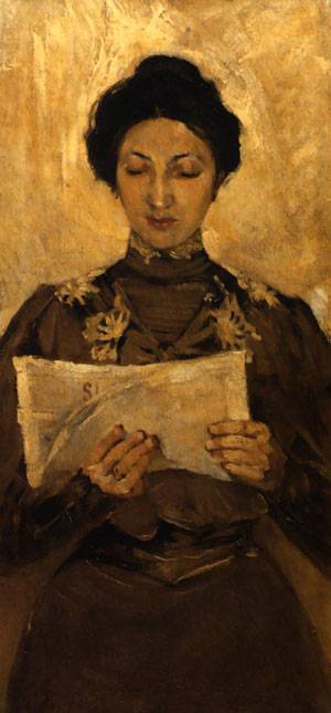 Portrait of a Woman Reading a Newspaper