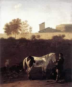Italian Landscape With Herdsman And A Piebald Horse 1675