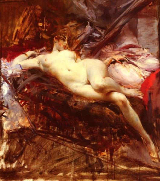 Oil Painting Reproduction of Boldini- Reclining Nude