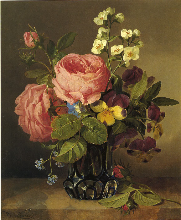 Oil Painting Reproduction of Lauer- Stilleben mit Blumen
