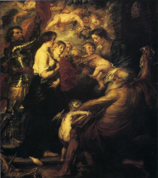 Oil Painting Reproduction of Rubens- La Vierge a l Enfant Avec les Saints